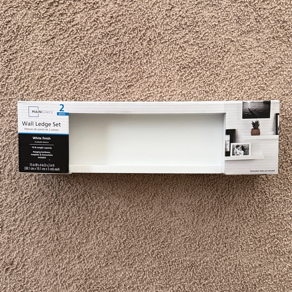 Mainstays White Wall Ledge Set- 2 pieces